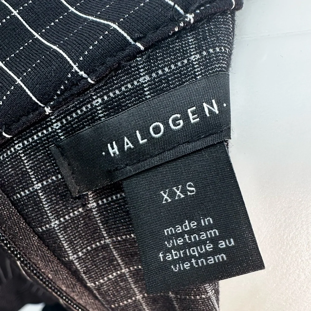 Halogen XXS Black Grid Print Shift Dress Mock Neck Long Sleeve Workwear - Picture 7 of 8